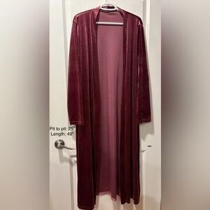 Elegant Velour Rose Long Cardigan 1X